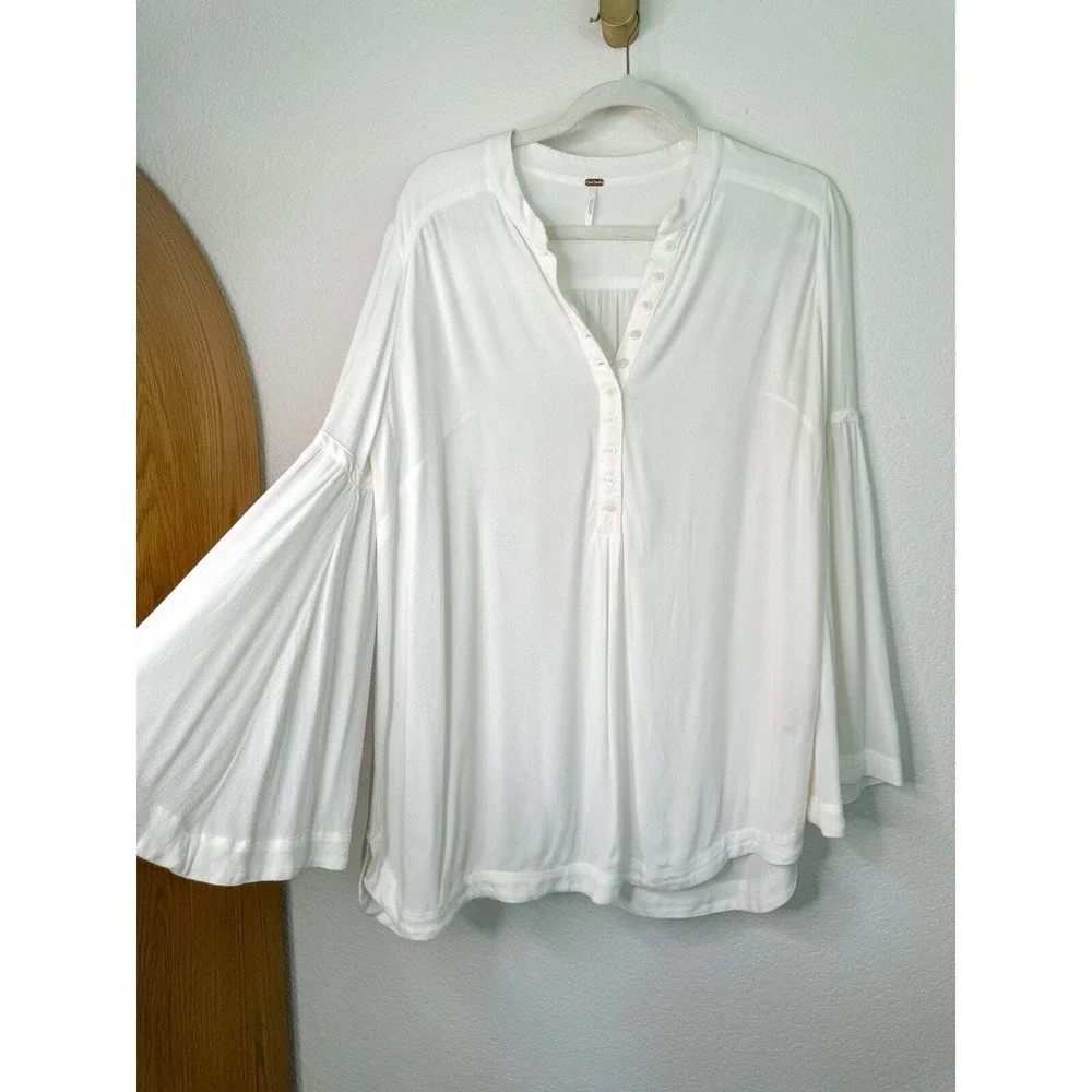 Free‎ People Easy Girl White Bell Sleeve Tunic Top